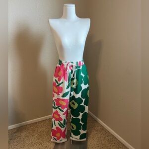 Floral Print Joggers - Green and Pink